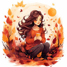 Load image into Gallery viewer, Huancan - Maple Leaf Girl - 50*50CM 11CT 3 Stamped Cross Stitch
