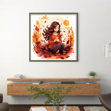 Load image into Gallery viewer, Huancan - Maple Leaf Girl - 50*50CM 11CT 3 Stamped Cross Stitch
