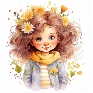 Huancan - Girl - 50*50CM 11CT 3 Stamped Cross Stitch