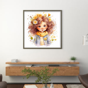 Huancan - Girl - 50*50CM 11CT 3 Stamped Cross Stitch