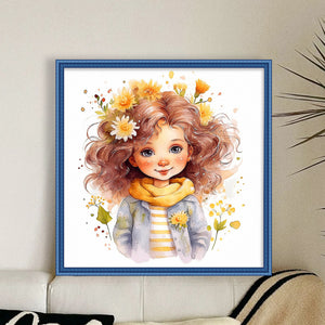 Huancan - Girl - 50*50CM 11CT 3 Stamped Cross Stitch