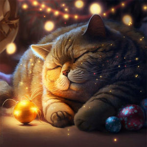Huancan - Sleeping Cat - 50*50CM 11CT 3 Stamped Cross Stitch