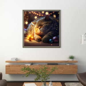 Huancan - Sleeping Cat - 50*50CM 11CT 3 Stamped Cross Stitch