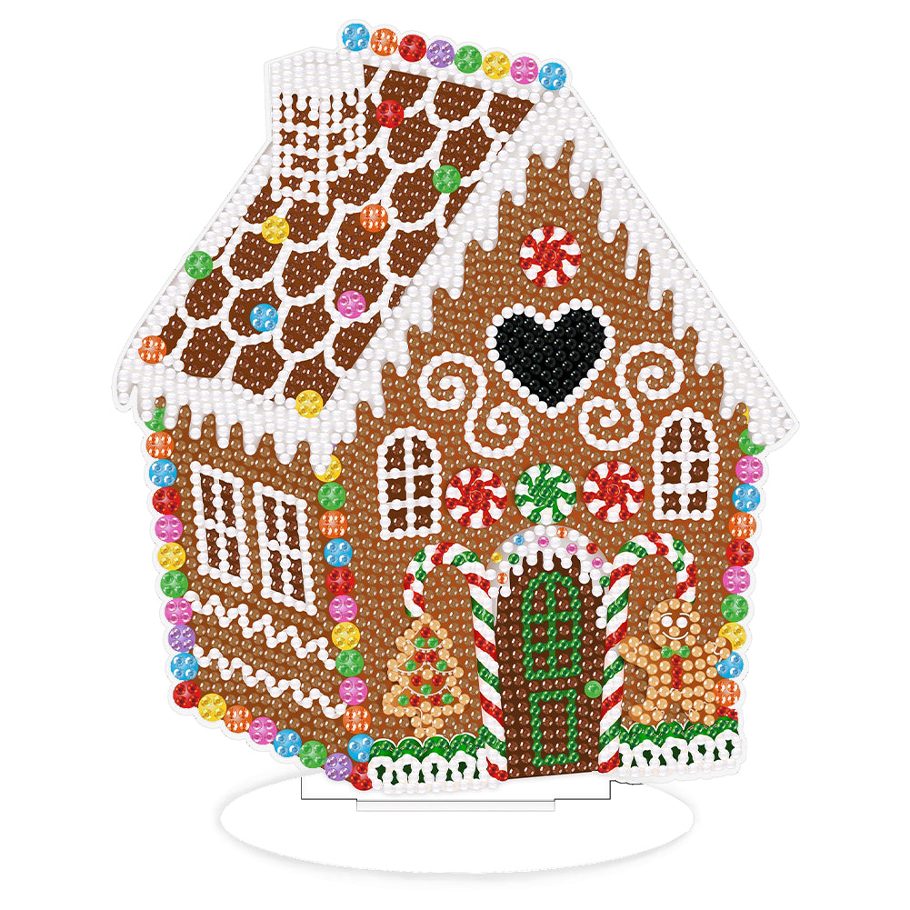 2D Flat Small Gingerbread Houses DIY Diamond Painting Desktop Ornaments Kit
