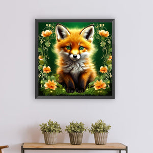 Fox In The Flower Field 30*30CM(Canvas) Full Round Drill Diamond Painting