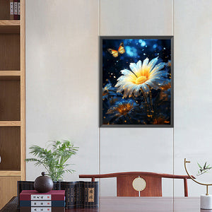 Butterfly And Glowing Flower 40*50CM(Canvas) Full Round Drill Diamond Painting