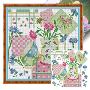 Joy Sunday - Flower Kitchen - 34*34CM 14CT 2 Stamped Cross Stitch