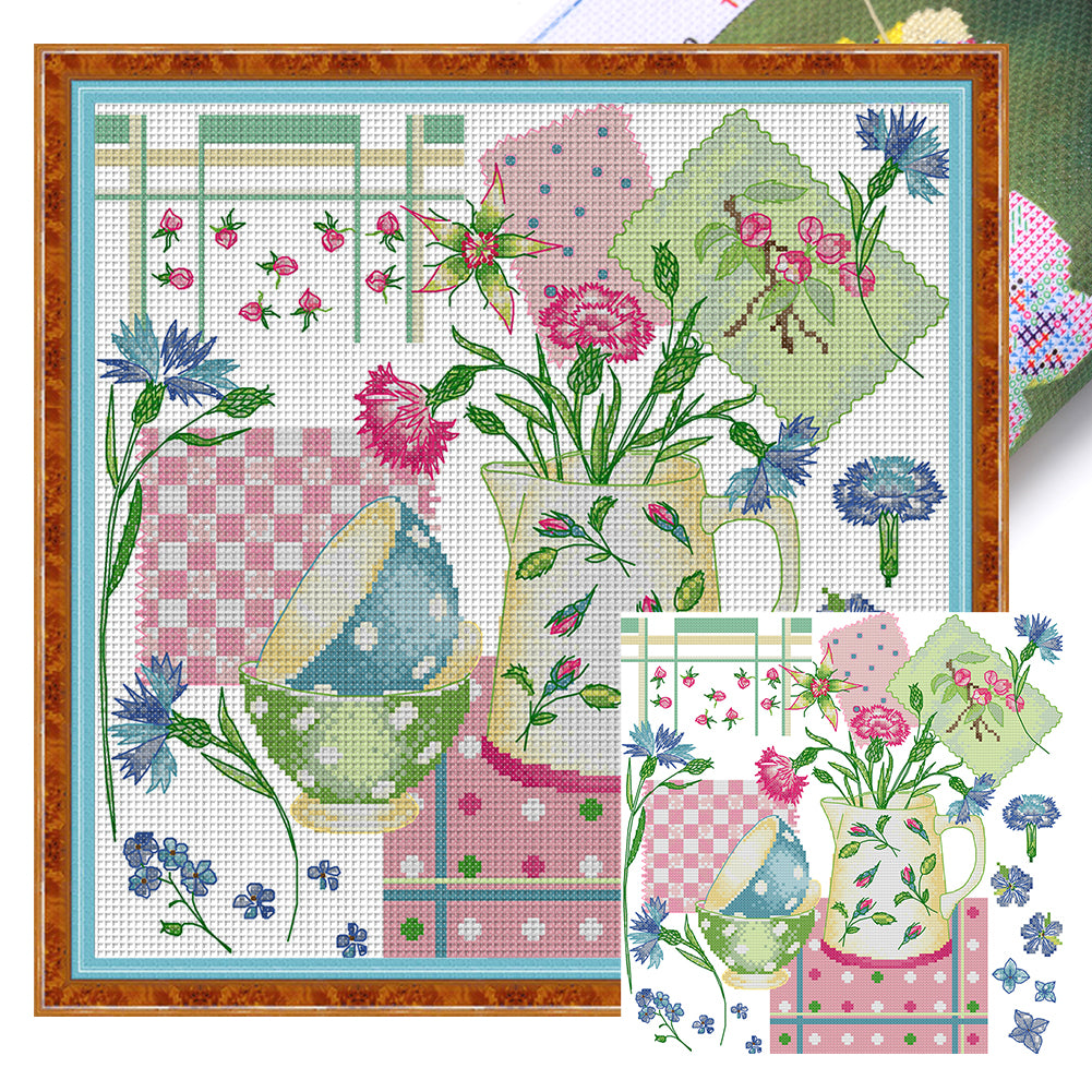 Joy Sunday - Flower Kitchen - 34*34CM 14CT 2 Stamped Cross Stitch
