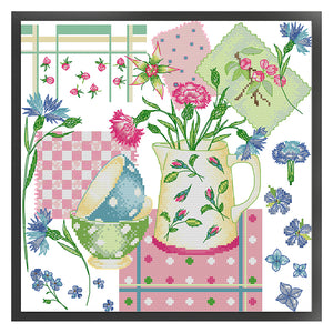 Joy Sunday - Flower Kitchen - 34*34CM 14CT 2 Stamped Cross Stitch