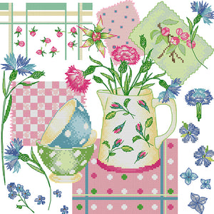 Joy Sunday - Flower Kitchen - 34*34CM 14CT 2 Stamped Cross Stitch