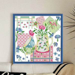 Joy Sunday - Flower Kitchen - 34*34CM 14CT 2 Stamped Cross Stitch