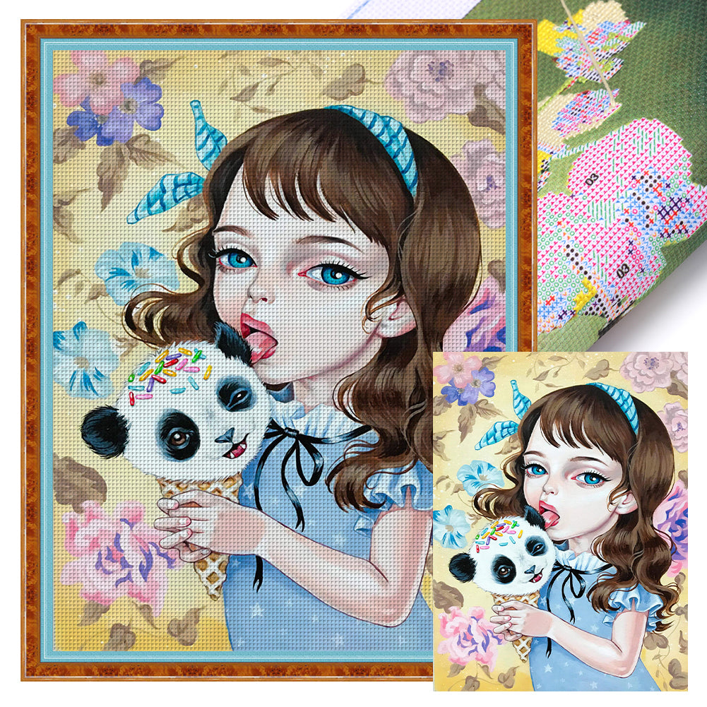 Yishu - Girl - 40*56CM 11CT 3 Stamped Cross Stitch