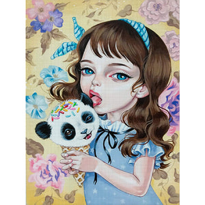 Yishu - Girl - 40*56CM 11CT 3 Stamped Cross Stitch