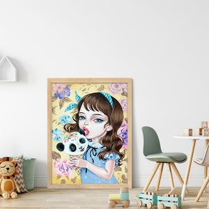 Yishu - Girl - 40*56CM 11CT 3 Stamped Cross Stitch