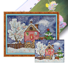 Load image into Gallery viewer, Joy Sunday - Christmas House - 36*28CM 14CT 2 Stamped Cross Stitch
