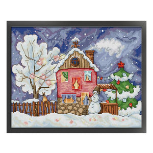 Joy Sunday - Christmas House - 36*28CM 14CT 2 Stamped Cross Stitch