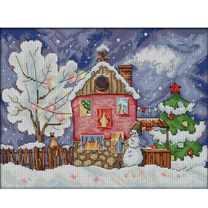 Joy Sunday - Christmas House - 36*28CM 14CT 2 Stamped Cross Stitch
