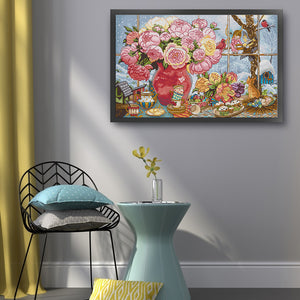 Joy Sunday - Peony And Elves - 57*38CM 14CT 2 Stamped Cross Stitch