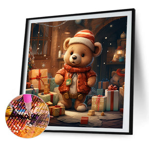 Christmas Gift Bear 40*40CM(Picture) Full Round Drill Diamond Painting