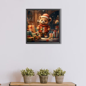 Christmas Gift Bear 40*40CM(Picture) Full Round Drill Diamond Painting