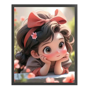 DIY - Little Girl With A Red Bow - 40*50CM 11CT 3 Stamped Cross Stitch