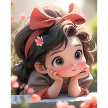 Load image into Gallery viewer, DIY - Little Girl With A Red Bow - 40*50CM 11CT 3 Stamped Cross Stitch
