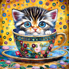 Load image into Gallery viewer, Cat In A Teacup 30*30CM(Canvas) Full Round Drill Diamond Painting
