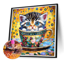 Load image into Gallery viewer, Cat In A Teacup 30*30CM(Canvas) Full Round Drill Diamond Painting
