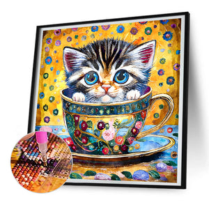 Cat In A Teacup 30*30CM(Canvas) Full Round Drill Diamond Painting