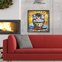 Load image into Gallery viewer, Cat In A Teacup 30*30CM(Canvas) Full Round Drill Diamond Painting
