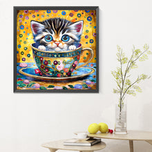 Load image into Gallery viewer, Cat In A Teacup 30*30CM(Canvas) Full Round Drill Diamond Painting
