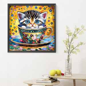 Cat In A Teacup 30*30CM(Canvas) Full Round Drill Diamond Painting