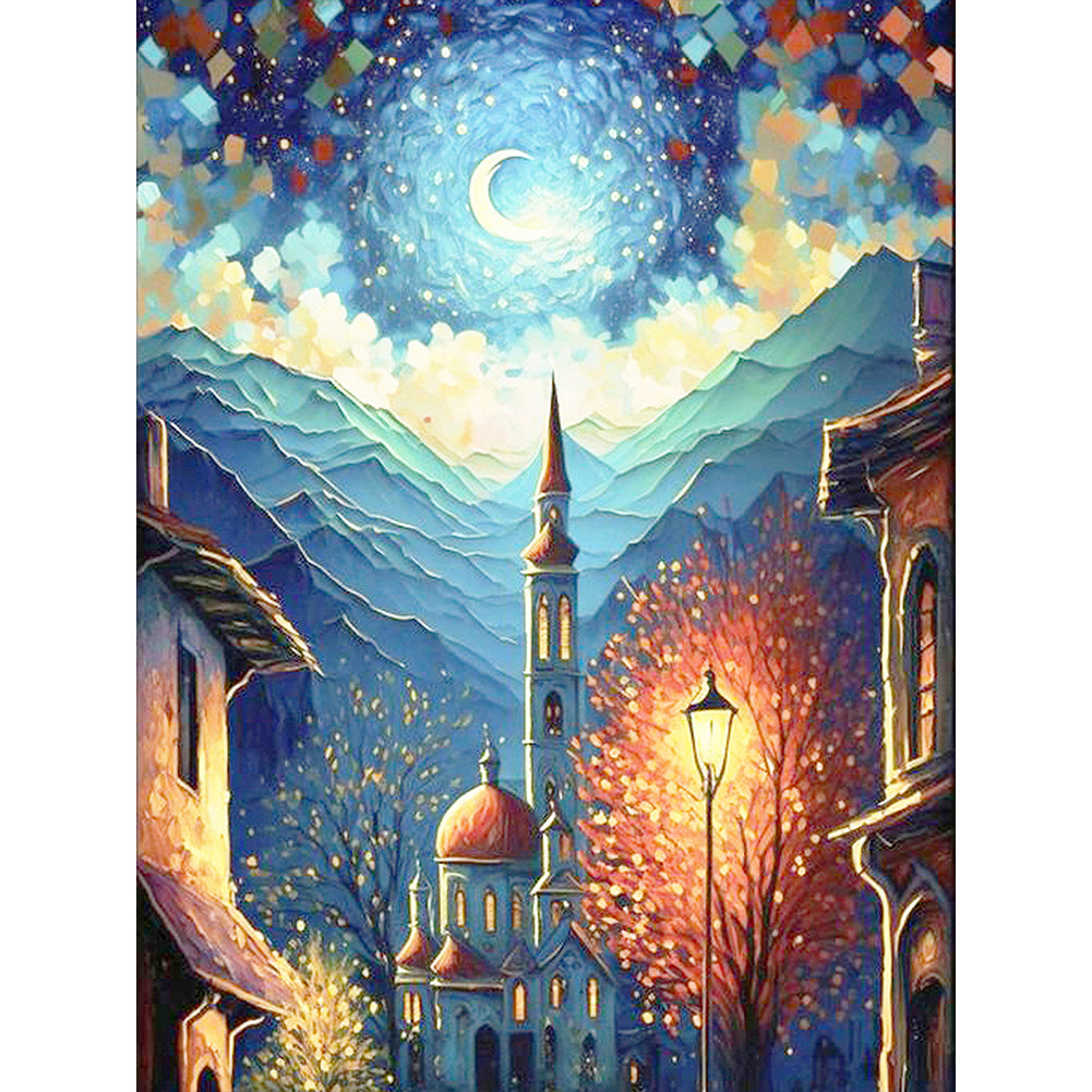 Nighttime Neighborhood 30*40CM(Canvas) Full Round Drill Diamond Painting