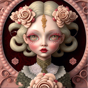 Flowers And Girls 40*40CM(Picture) Full Round Drill Diamond Painting