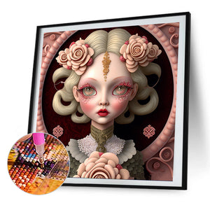Flowers And Girls 40*40CM(Picture) Full Round Drill Diamond Painting
