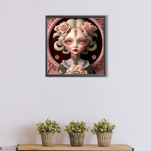 Flowers And Girls 40*40CM(Picture) Full Round Drill Diamond Painting