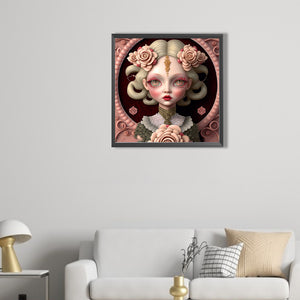 Flowers And Girls 40*40CM(Picture) Full Round Drill Diamond Painting