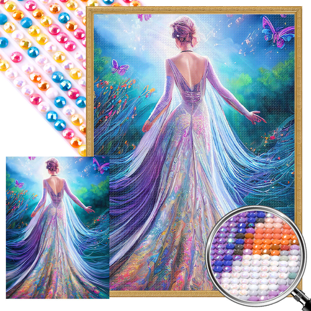 Garden Princess Back 40*55CM(Picture) Full Round Drill Diamond Painting