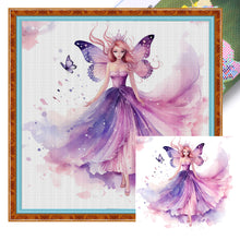 Load image into Gallery viewer, Yishu - Butterfly Princess - 60*60CM 11CT 3 Stamped Cross Stitch

