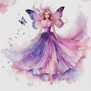 Yishu - Butterfly Princess - 60*60CM 11CT 3 Stamped Cross Stitch