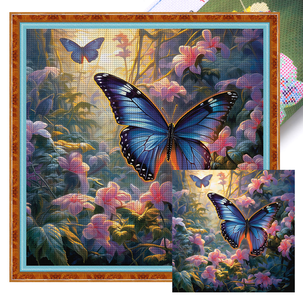 Huancan - Flowers And Butterflies - 40*40CM 11CT 3 Stamped Cross Stitch