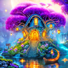 Load image into Gallery viewer, Tranquil Purple Tree House 40*40CM(Canvas) Full Round Drill Diamond Painting

