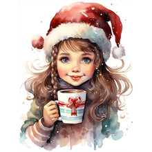 Load image into Gallery viewer, Little Girl Drinking Coffee 30*40CM(Canvas) Full Round Drill Diamond Painting
