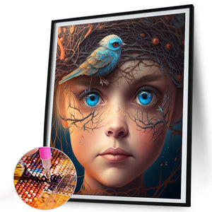 Bird Girl 35*40CM(Canvas) Full Round Drill Diamond Painting