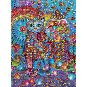 Yishu - Jewel Cat - 45*60CM 11CT 3 Stamped Cross Stitch