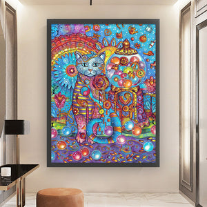 Yishu - Jewel Cat - 45*60CM 11CT 3 Stamped Cross Stitch