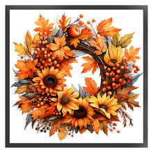 Load image into Gallery viewer, Huancan - Autumn Wreath - 40*40CM 11CT 3 Stamped Cross Stitch
