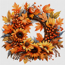 Load image into Gallery viewer, Huancan - Autumn Wreath - 40*40CM 11CT 3 Stamped Cross Stitch
