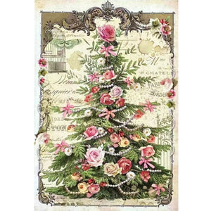 Huancan - Retro Poster - Rose Christmas Tree - 45*65CM 11CT 3 Stamped Cross Stitch
