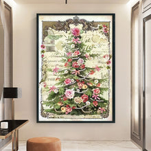 Load image into Gallery viewer, Huancan - Retro Poster - Rose Christmas Tree - 45*65CM 11CT 3 Stamped Cross Stitch
